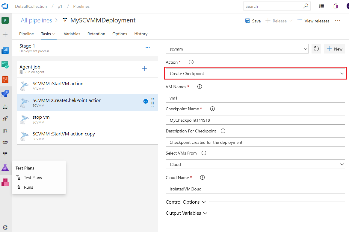 SCVMM Create Checkpoint