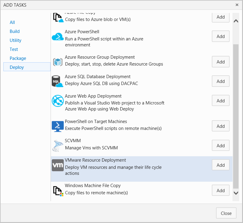 Add VMware Resource Deployment Task